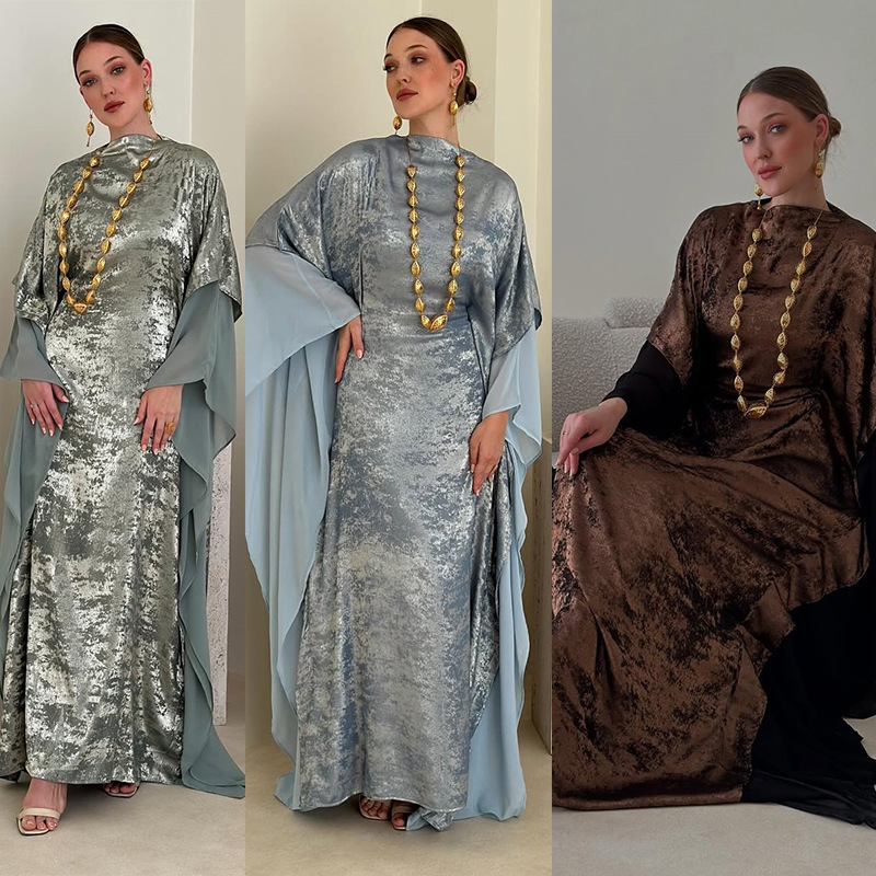 Women Formal Wear Dubai - Modest Metallic Abaya Evening Dress -