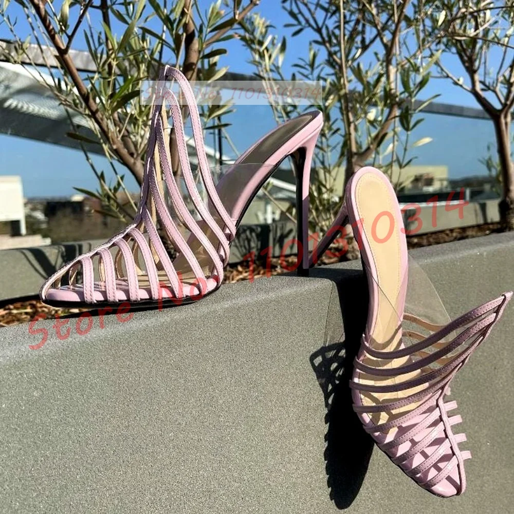 Women Formal Wear For Office - Clear Strap Spool Heeled Pumps Women