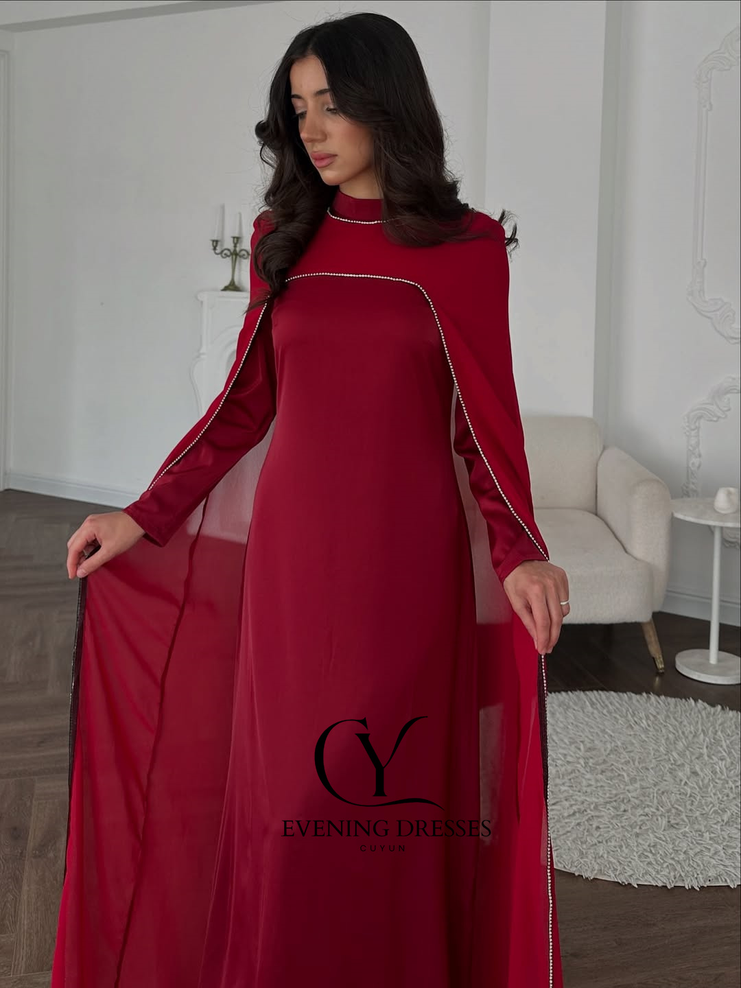 CUYUN Red Saudi Women Evening  - Women Formal Wear Dubai avis et prix