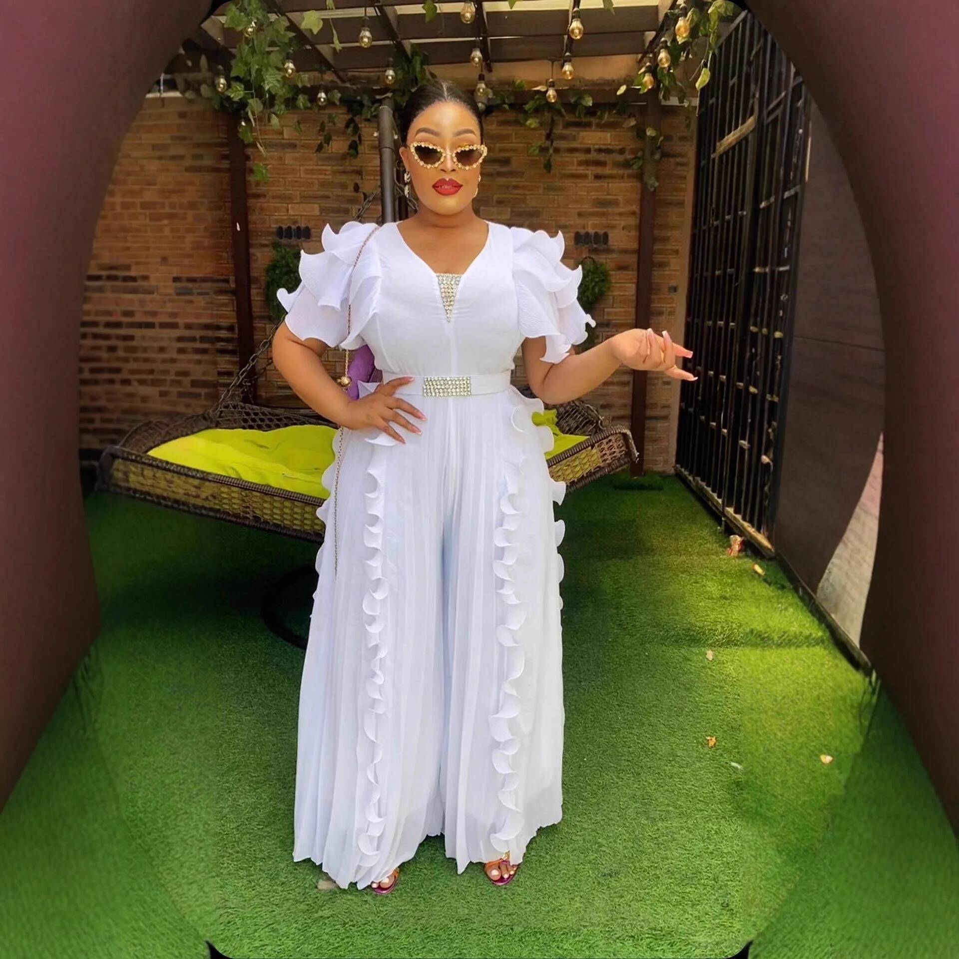 Plus Size Women's V-neck Ruffl - Women Formal Wear For Office avis et prix