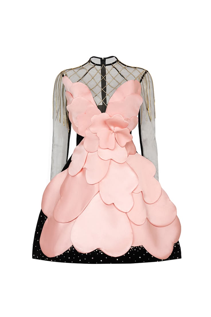 Gothic Black Pink Floral Mini  - Woman Formal Wear avis et prix