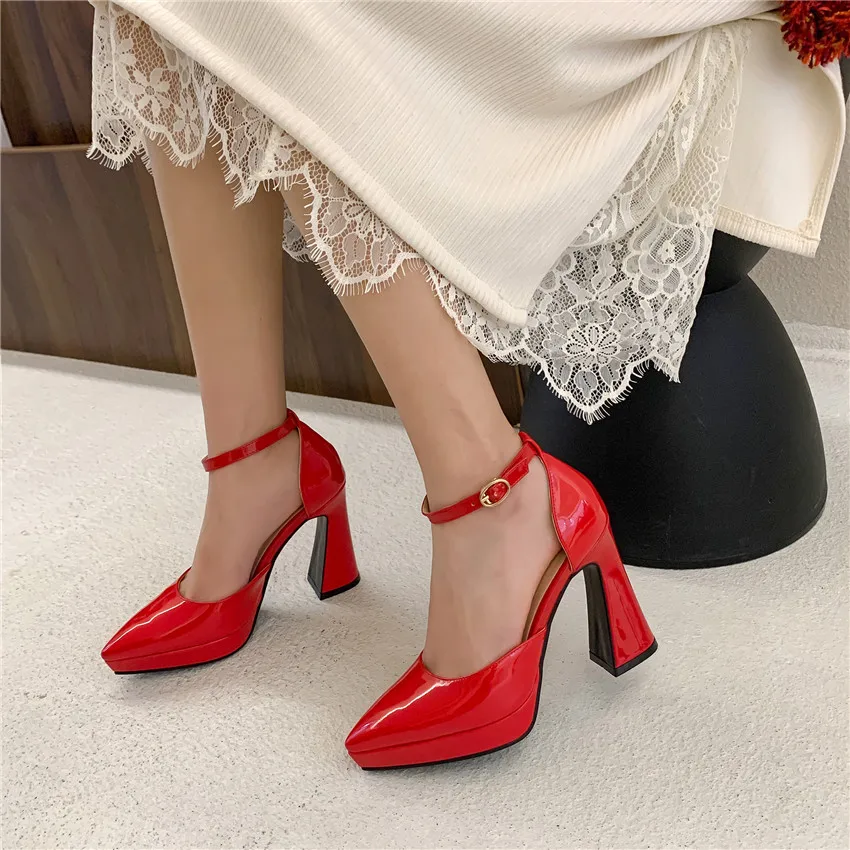 Red Black Patent Leather Platf - Women Formal Wear For Office avis et prix