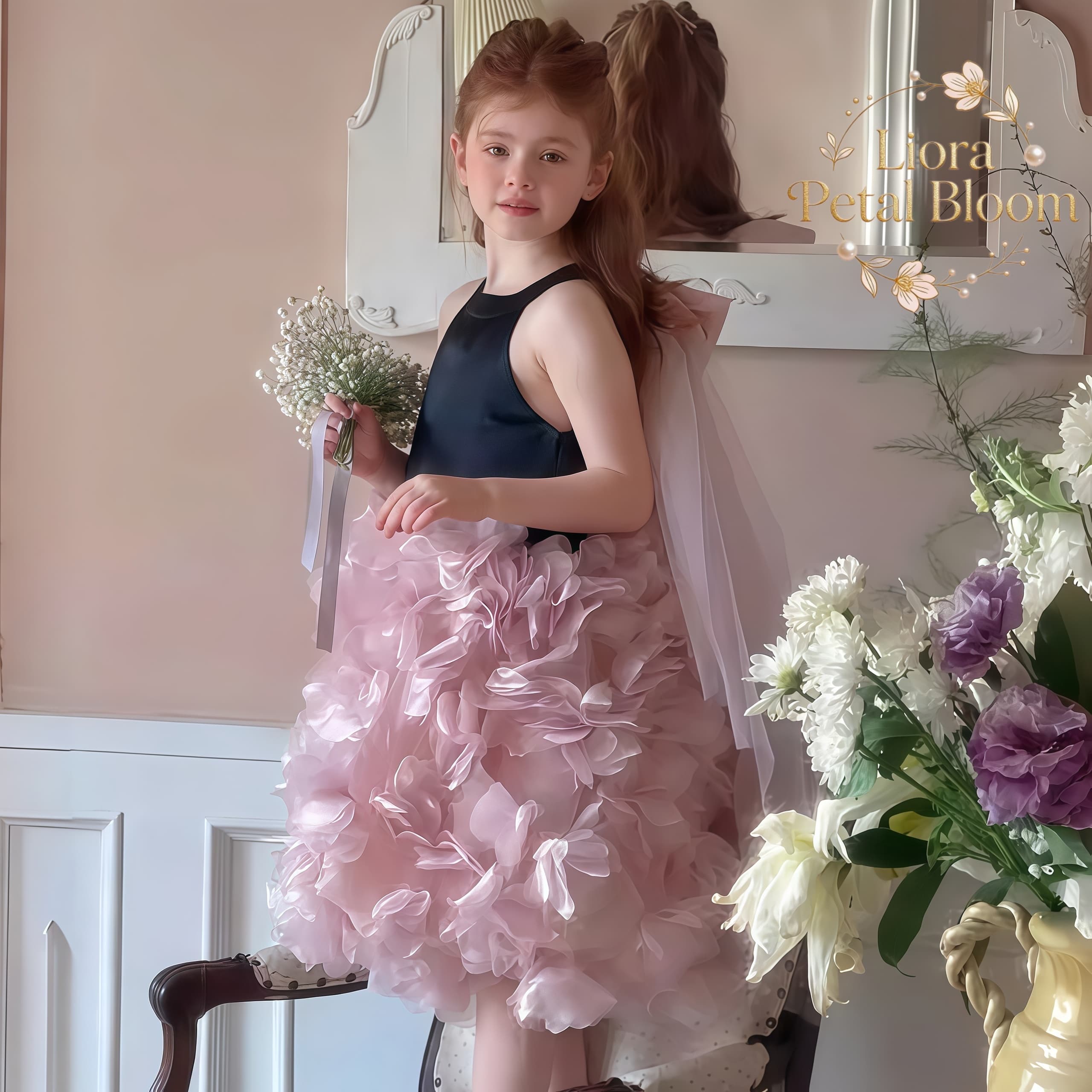 Girls' Black Floral Tulle Dres - Woman Formal Wear avis et prix