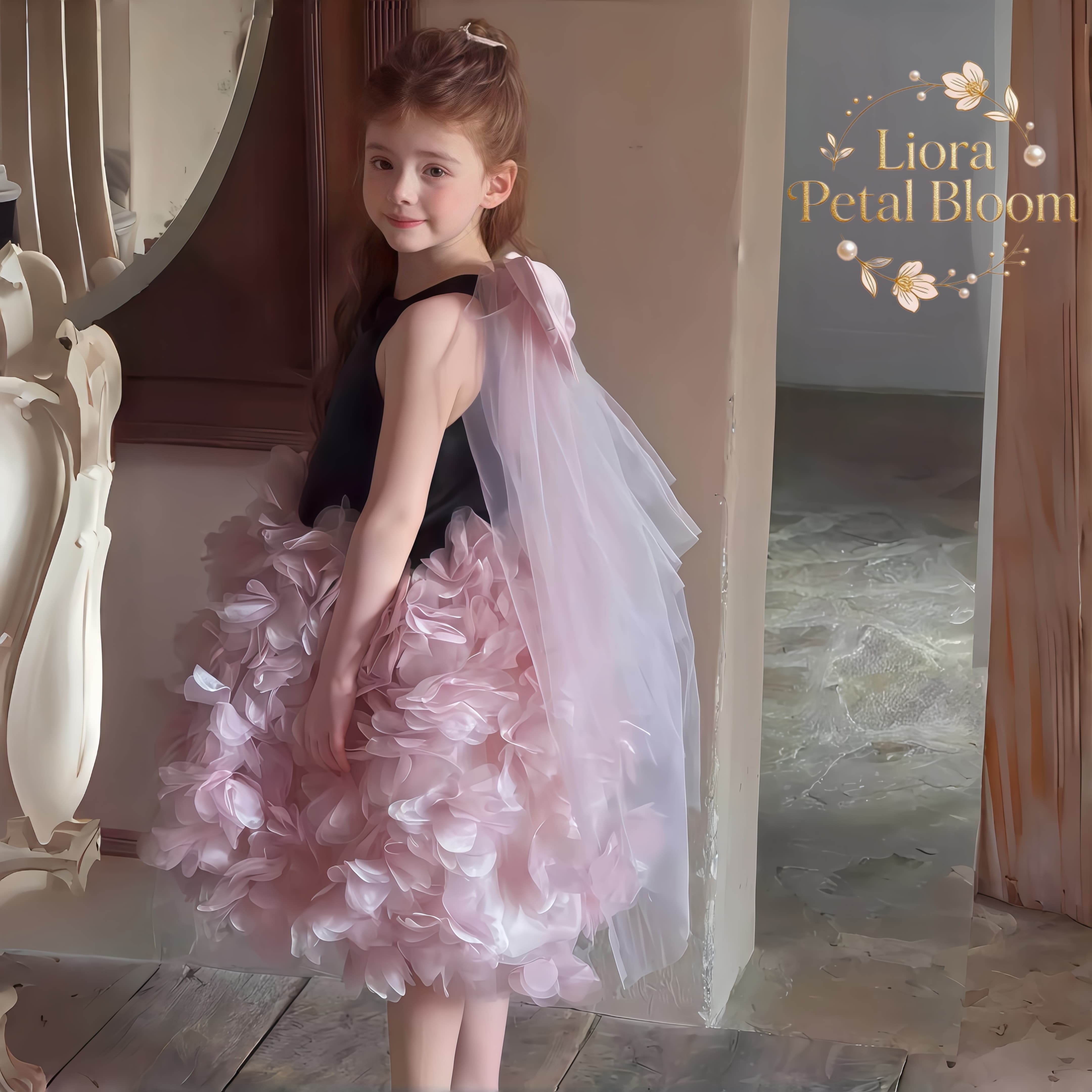 Girls' Black Floral Tulle Dres - Woman Formal Wear avis et prix
