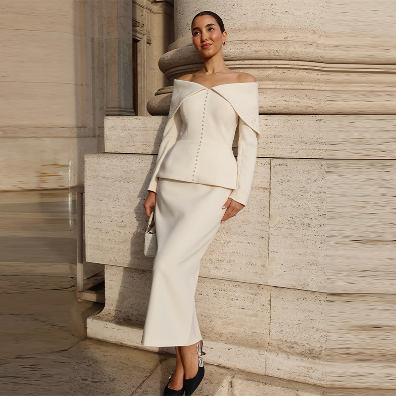 Elegant French White Peplum Tw - Woman Formal Wear avis et prix