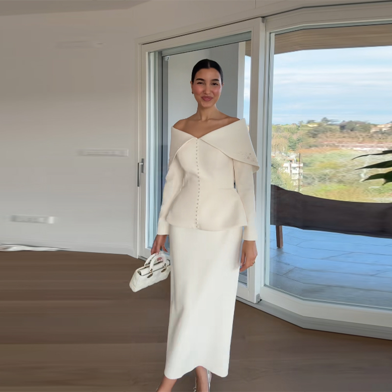 Elegant French White Peplum Tw - Woman Formal Wear avis et prix