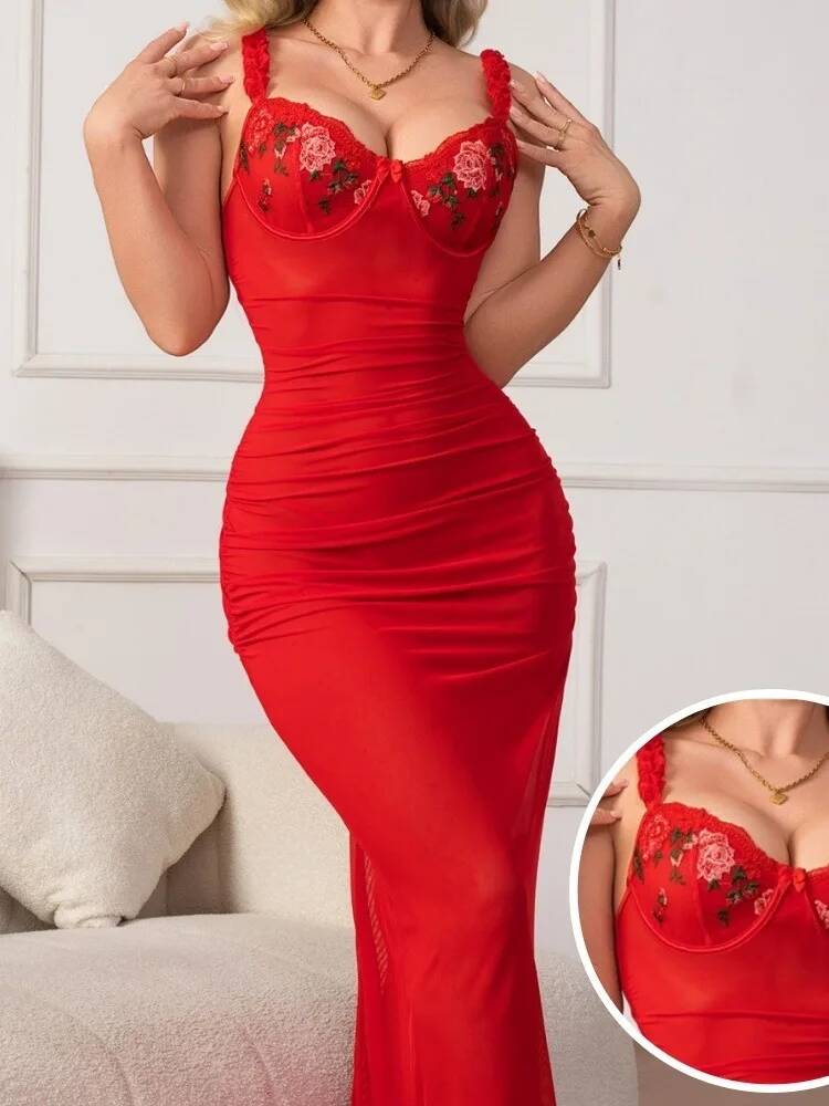 Red Ruched Dress With Strap Bo - Women Formal Wear H&M avis et prix