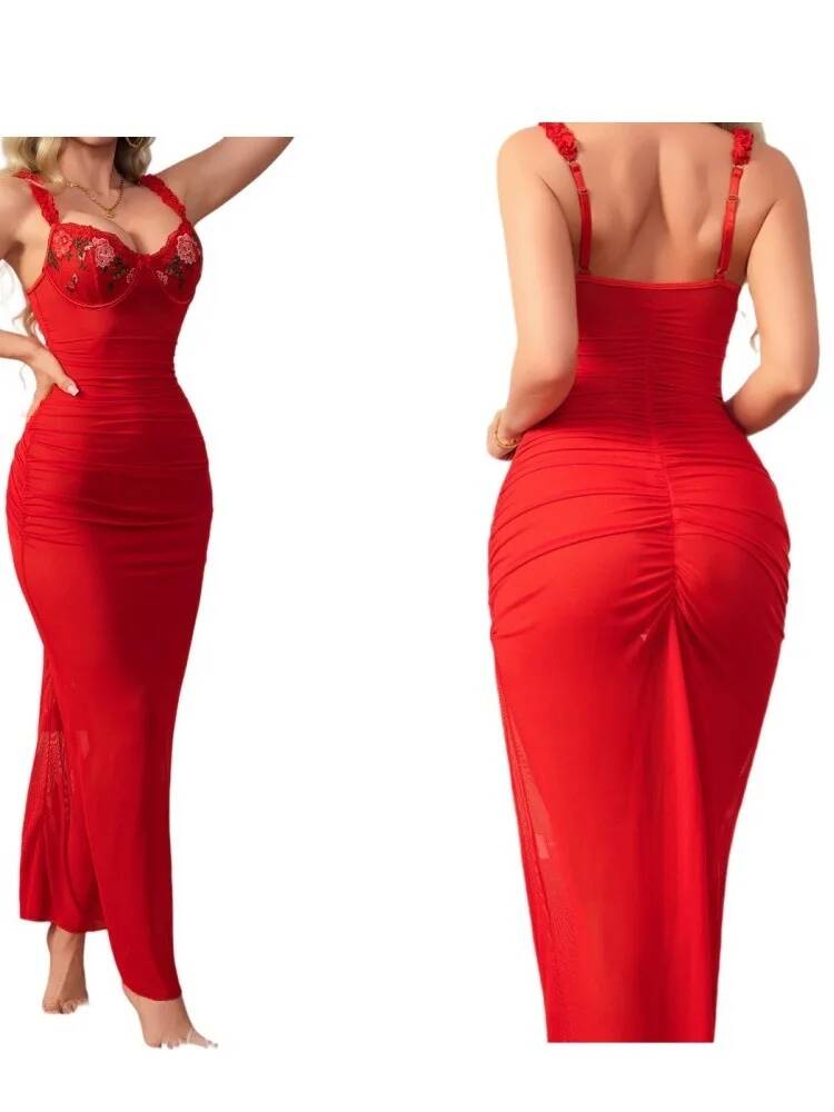 Red Ruched Dress With Strap Bo - Women Formal Wear H&M avis et prix