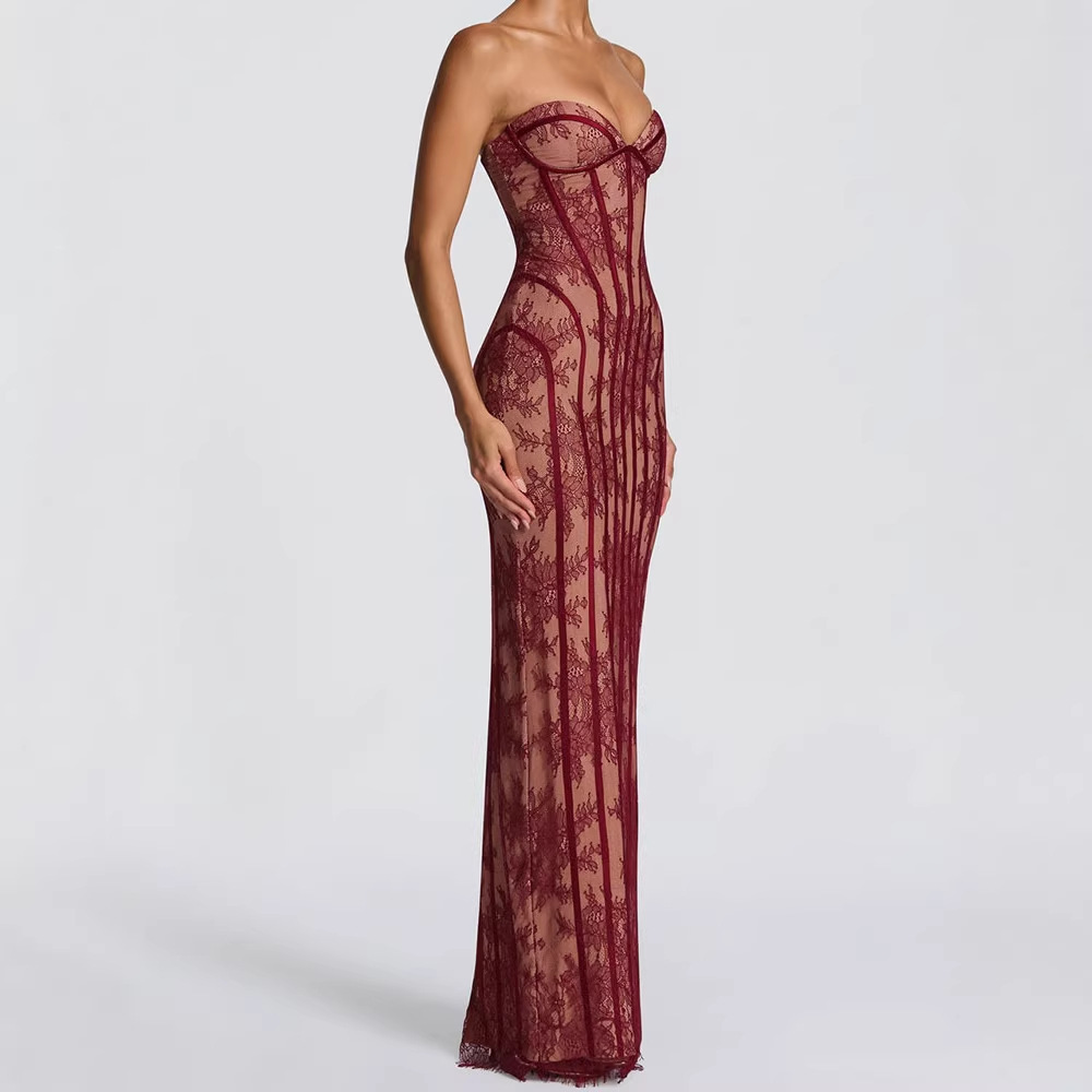 Strapless Bodycon Maxi Dress f - Woman Formal Wear avis et prix