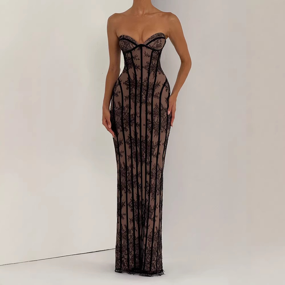 Strapless Bodycon Maxi Dress f - Woman Formal Wear avis et prix