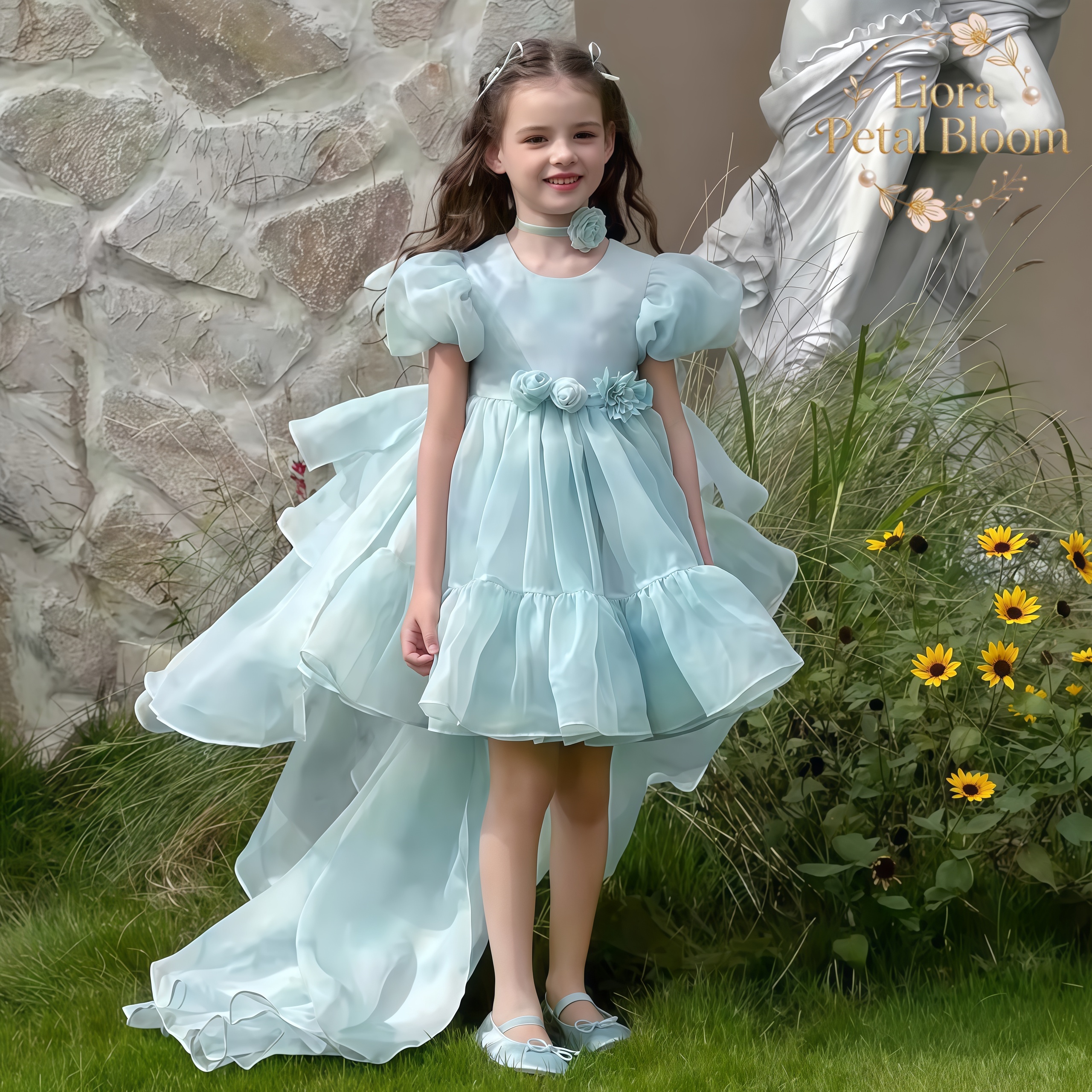 Blue Tulle Gown  Girls' Bow Pa - Woman Formal Wear avis et prix