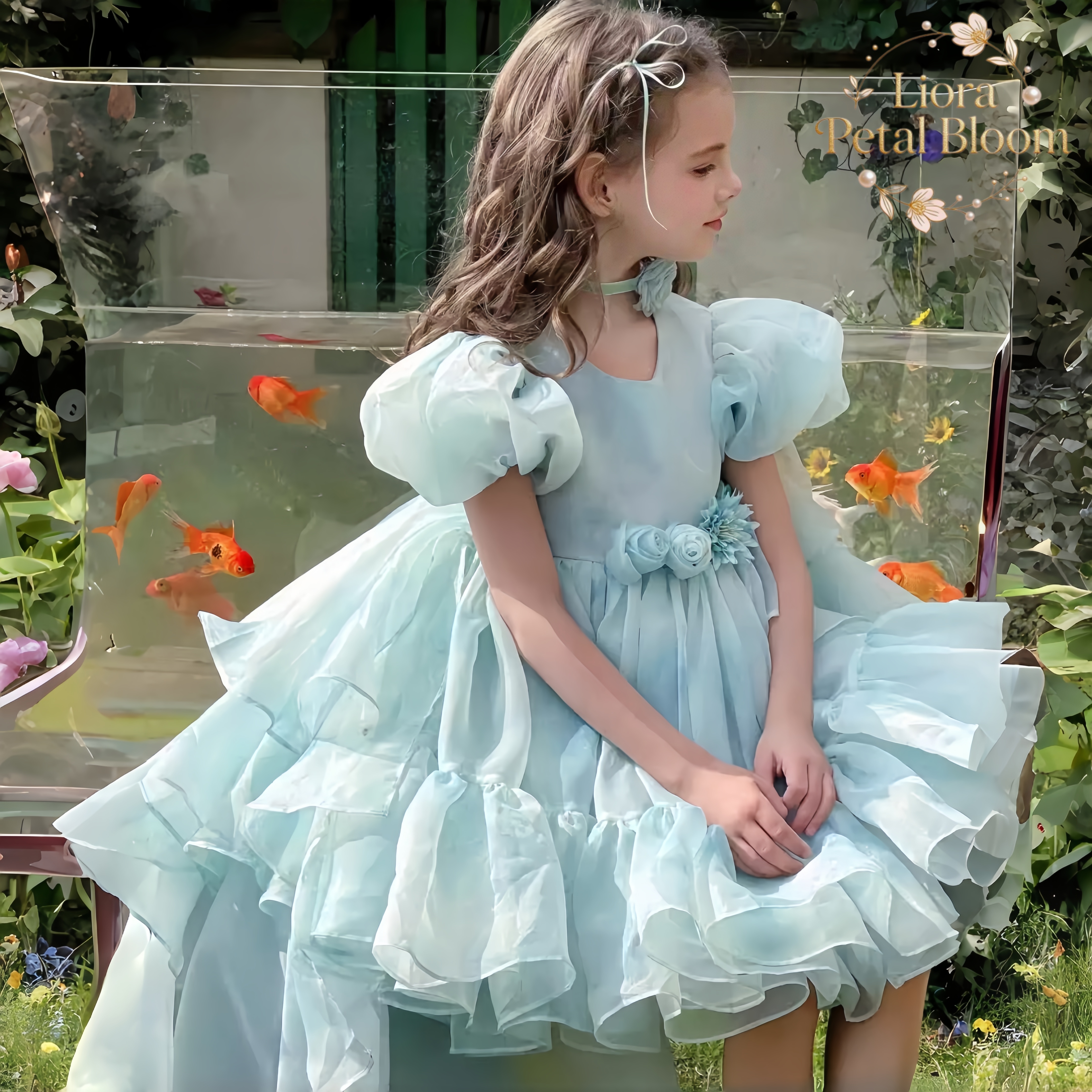 Blue Tulle Gown  Girls' Bow Pa - Woman Formal Wear avis et prix
